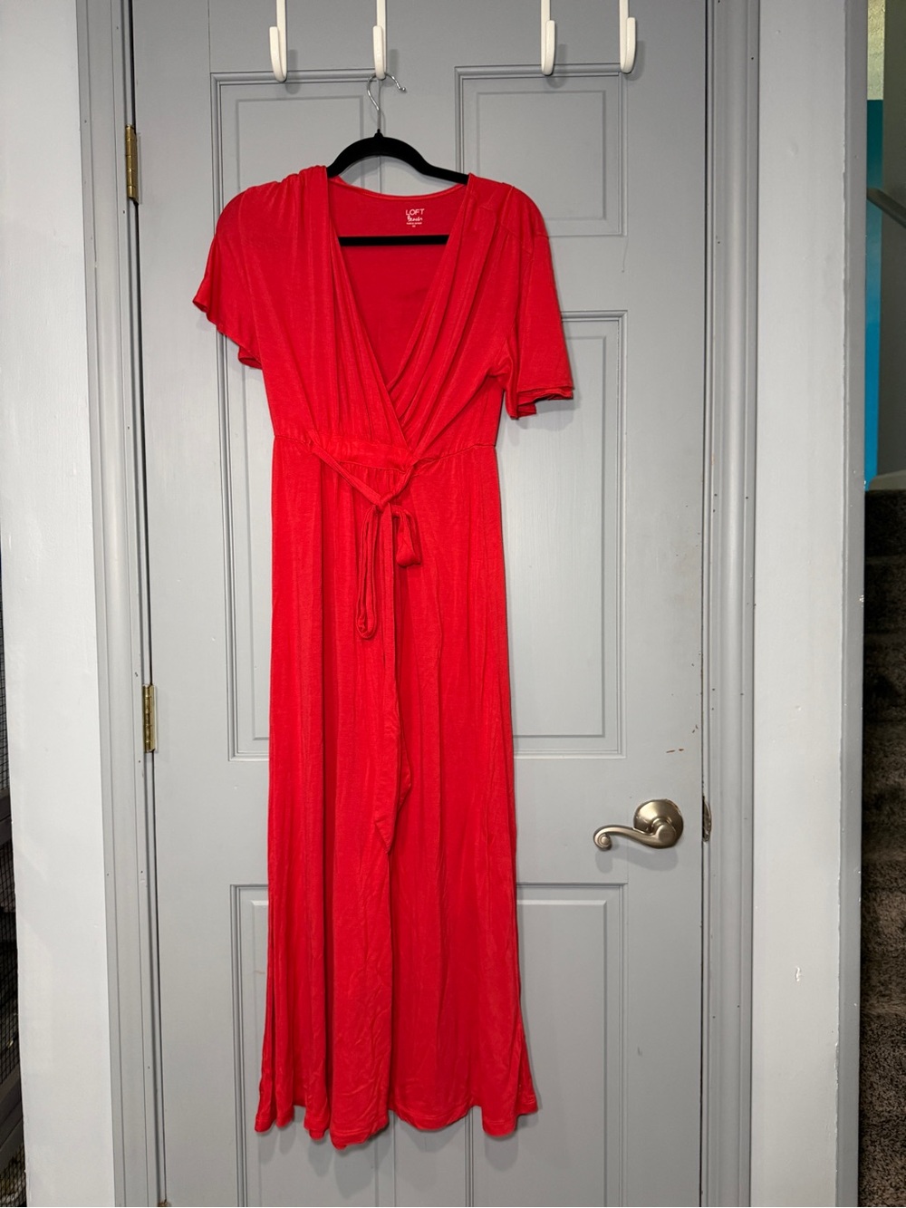 Loft beach Red Wrap Maxi Dress with Tie Waist swim coverup